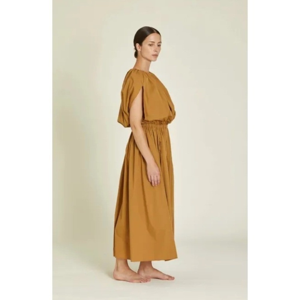 Black Crane Dress Womens XS Brown Camel Organic Cotton Poplin Shell Airy USA - Picture 4 of 8